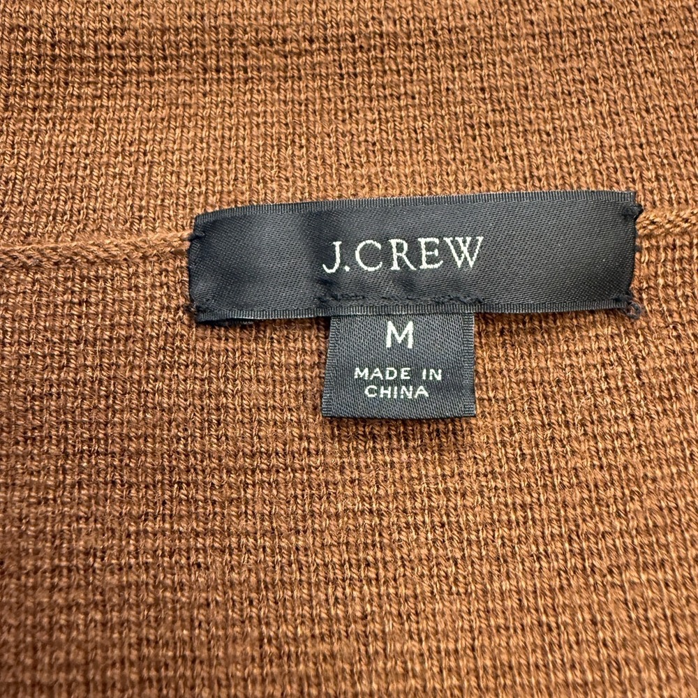 J Crew Eloise Sweater Blazer Women Medium Brown Knit Open Front Cardigan Pockets - Picture 3 of 10